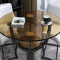 Modern Style Glass Dining Table Black Round Dinner Table with Pedestal Base Clearhalo ' dining_table' 'Dining Tables & Seating' 'Dining Tables' 'furn' 'furn_dining_table' 'Furniture' 'furniture_dining_table' 'Kitchen & Dining Furniture' 'kitchen&dining_furn' 'kitchen' 'kitchen_dining_table' 4112671