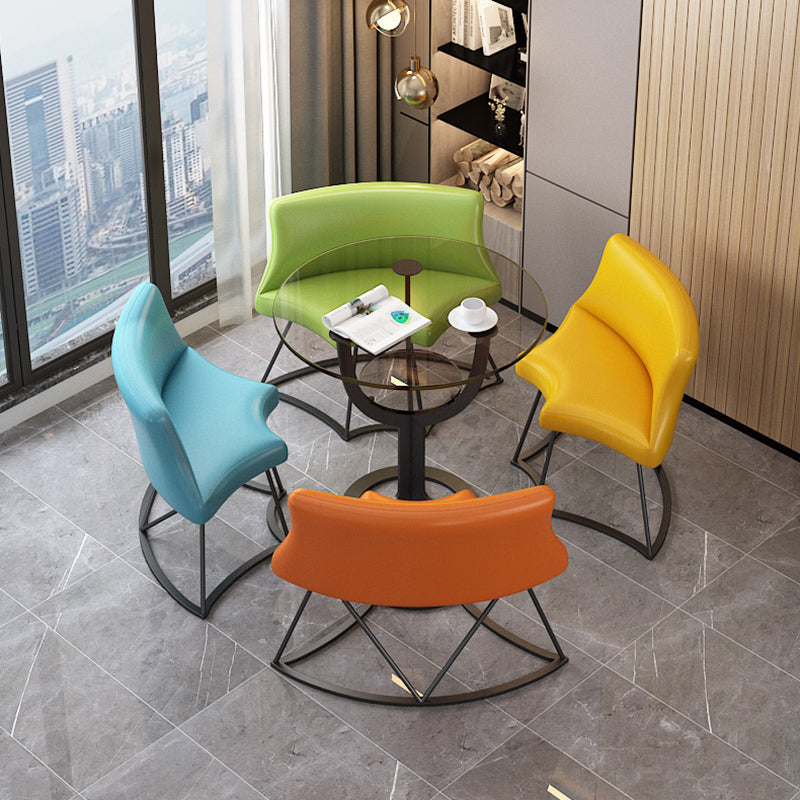 Modern Style Glass Dining Table Black Round Dinner Table with Pedestal Base Clearhalo ' dining_table' 'Dining Tables & Seating' 'Dining Tables' 'furn' 'furn_dining_table' 'Furniture' 'furniture_dining_table' 'Kitchen & Dining Furniture' 'kitchen&dining_furn' 'kitchen' 'kitchen_dining_table' 4112675