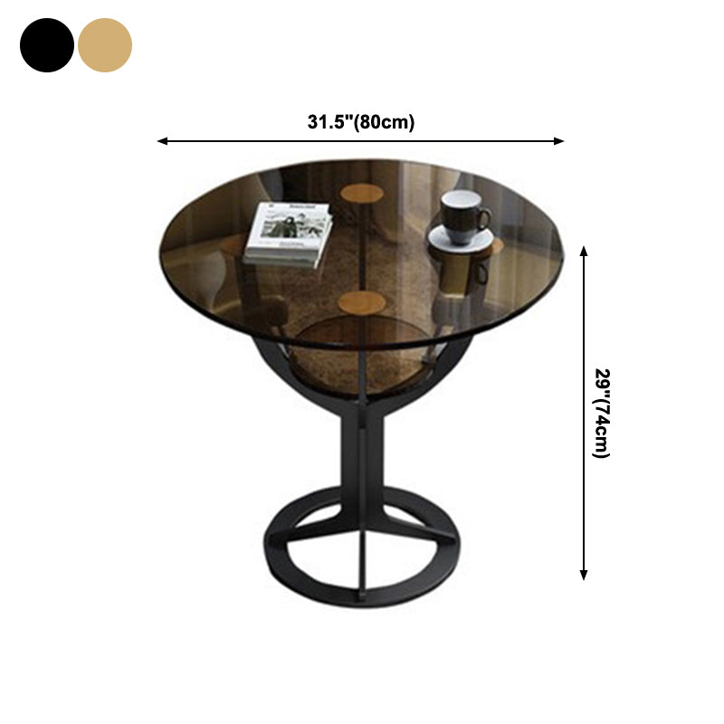 Modern Style Glass Dining Table Black Round Dinner Table with Pedestal Base Clearhalo ' dining_table' 'Dining Tables & Seating' 'Dining Tables' 'furn' 'furn_dining_table' 'Furniture' 'furniture_dining_table' 'Kitchen & Dining Furniture' 'kitchen&dining_furn' 'kitchen' 'kitchen_dining_table' 4112683