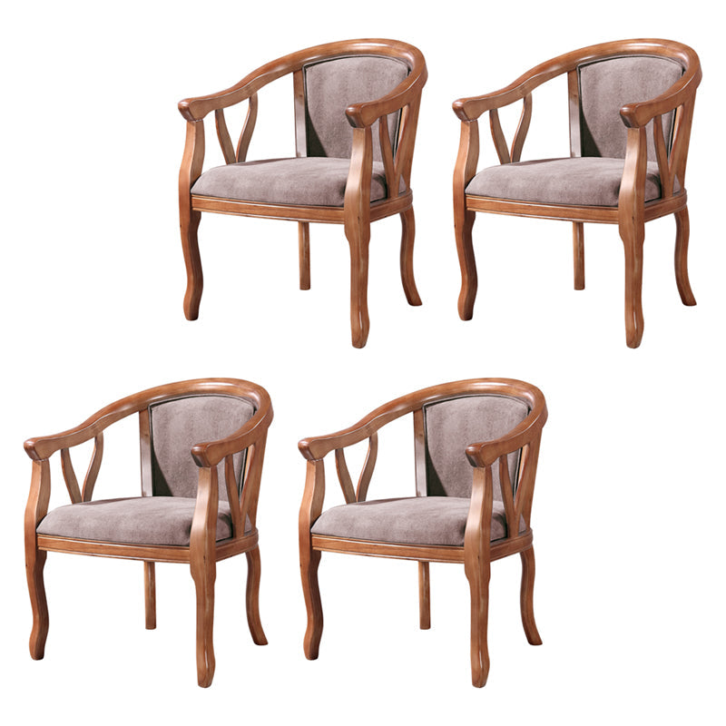 Traditional Solid Wood Dining Chair Linen Dining Arm Chair for Home Use Dark Coffee 4 Piece Set Clearhalo ' kitchen&dining_furn' 'Dining Chairs' 'Dining Tables & Seating' 'dining_chair' 'furn' 'furn_dining_chair' 'Furniture' 'furniture_dining_chair' 'Kitchen & Dining Furniture' 'kitchen' 4117651