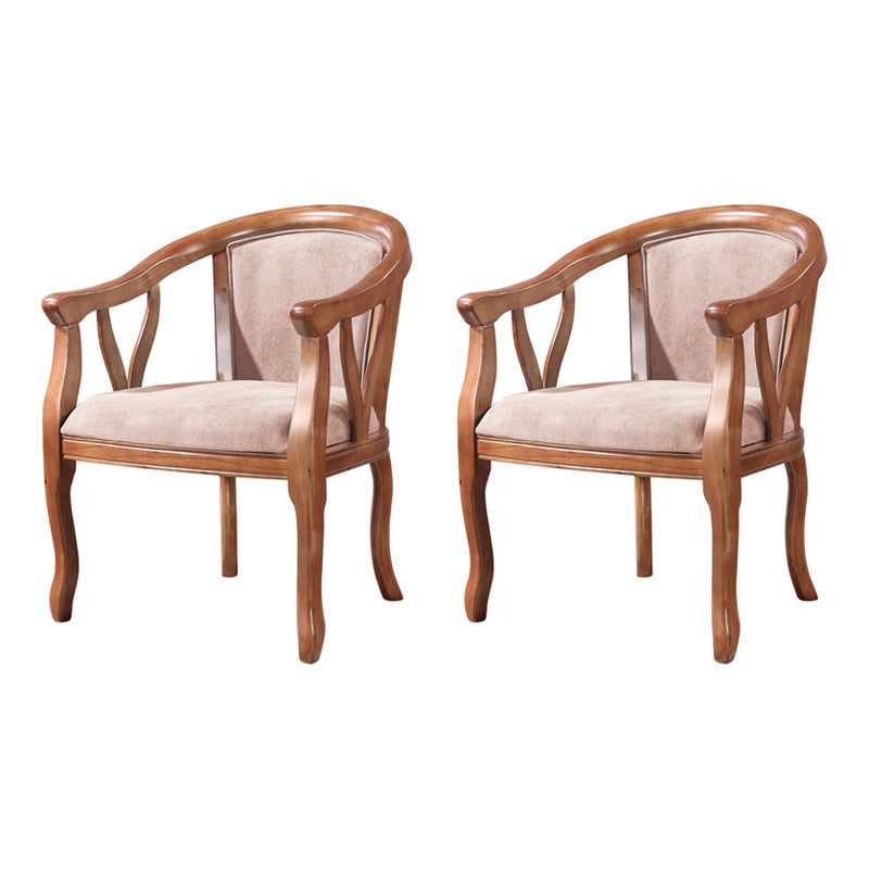 Traditional Solid Wood Dining Chair Linen Dining Arm Chair for Home Use Light Coffee 2 Piece Set Clearhalo ' kitchen&dining_furn' 'Dining Chairs' 'Dining Tables & Seating' 'dining_chair' 'furn' 'furn_dining_chair' 'Furniture' 'furniture_dining_chair' 'Kitchen & Dining Furniture' 'kitchen' 4117652