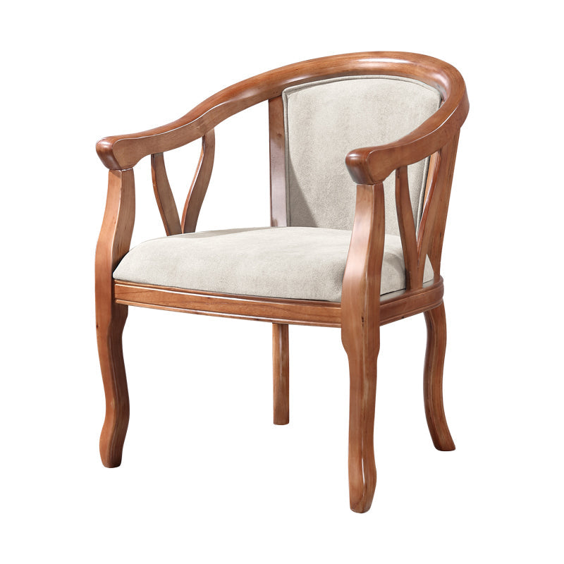 Traditional Solid Wood Dining Chair Linen Dining Arm Chair for Home Use Off-White 1 Piece Clearhalo ' kitchen&dining_furn' 'Dining Chairs' 'Dining Tables & Seating' 'dining_chair' 'furn' 'furn_dining_chair' 'Furniture' 'furniture_dining_chair' 'Kitchen & Dining Furniture' 'kitchen' 4117654