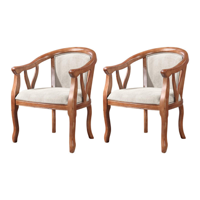Traditional Solid Wood Dining Chair Linen Dining Arm Chair for Home Use Off-White 2 Piece Set Clearhalo ' kitchen&dining_furn' 'Dining Chairs' 'Dining Tables & Seating' 'dining_chair' 'furn' 'furn_dining_chair' 'Furniture' 'furniture_dining_chair' 'Kitchen & Dining Furniture' 'kitchen' 4117655