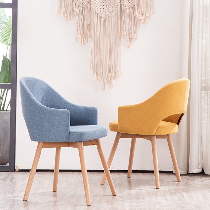 Scandinavian Restaurant Open Back Arm Chair Matte Finish Upholstered (Set of 2) Clearhalo ' kitchen&dining_furn' 'Dining Chairs' 'Dining Tables & Seating' 'dining_chair' 'furn' 'furn_dining_chair' 'Furniture' 'furniture_dining_chair' 'Kitchen & Dining Furniture' 'kitchen' 4117665