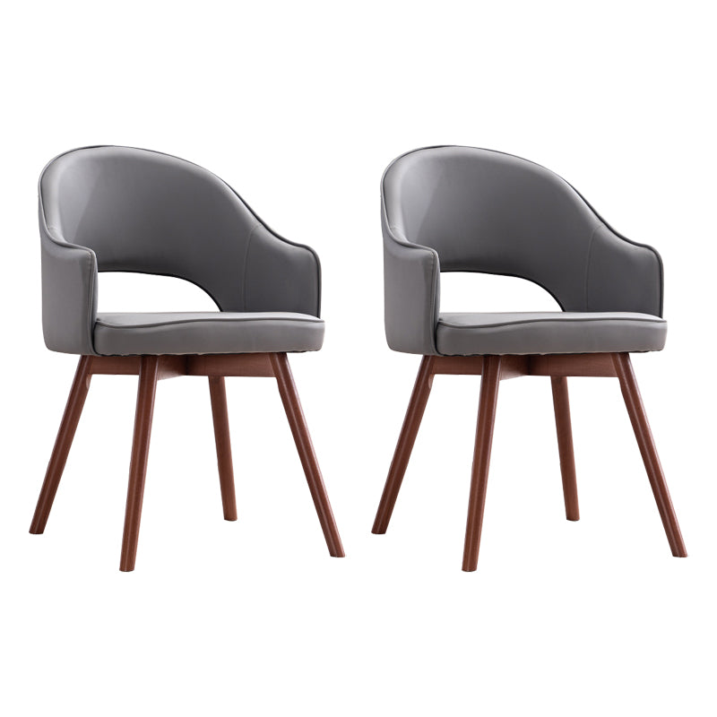 Scandinavian Restaurant Open Back Arm Chair Matte Finish Upholstered (Set of 2) Dark Gray Clearhalo ' kitchen&dining_furn' 'Dining Chairs' 'Dining Tables & Seating' 'dining_chair' 'furn' 'furn_dining_chair' 'Furniture' 'furniture_dining_chair' 'Kitchen & Dining Furniture' 'kitchen' 4117667