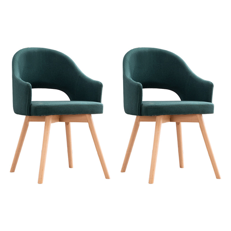 Scandinavian Restaurant Open Back Arm Chair Matte Finish Upholstered (Set of 2) Blackish Green Clearhalo ' kitchen&dining_furn' 'Dining Chairs' 'Dining Tables & Seating' 'dining_chair' 'furn' 'furn_dining_chair' 'Furniture' 'furniture_dining_chair' 'Kitchen & Dining Furniture' 'kitchen' 4117671