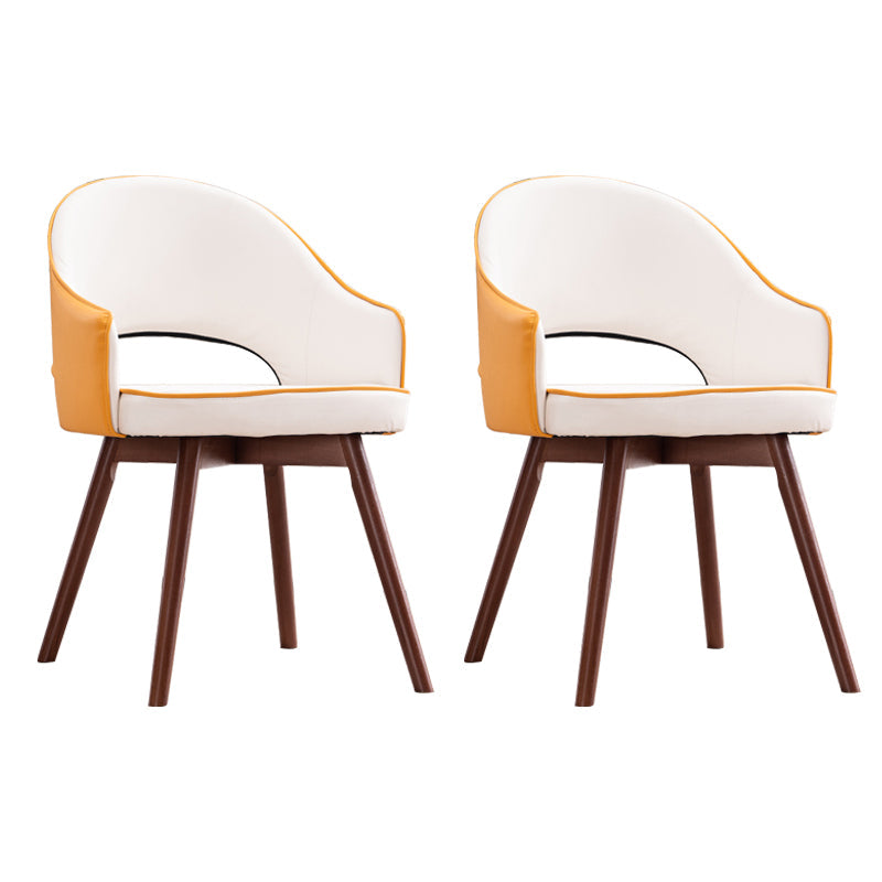 Scandinavian Restaurant Open Back Arm Chair Matte Finish Upholstered (Set of 2) Yellow White Clearhalo ' kitchen&dining_furn' 'Dining Chairs' 'Dining Tables & Seating' 'dining_chair' 'furn' 'furn_dining_chair' 'Furniture' 'furniture_dining_chair' 'Kitchen & Dining Furniture' 'kitchen' 4117675