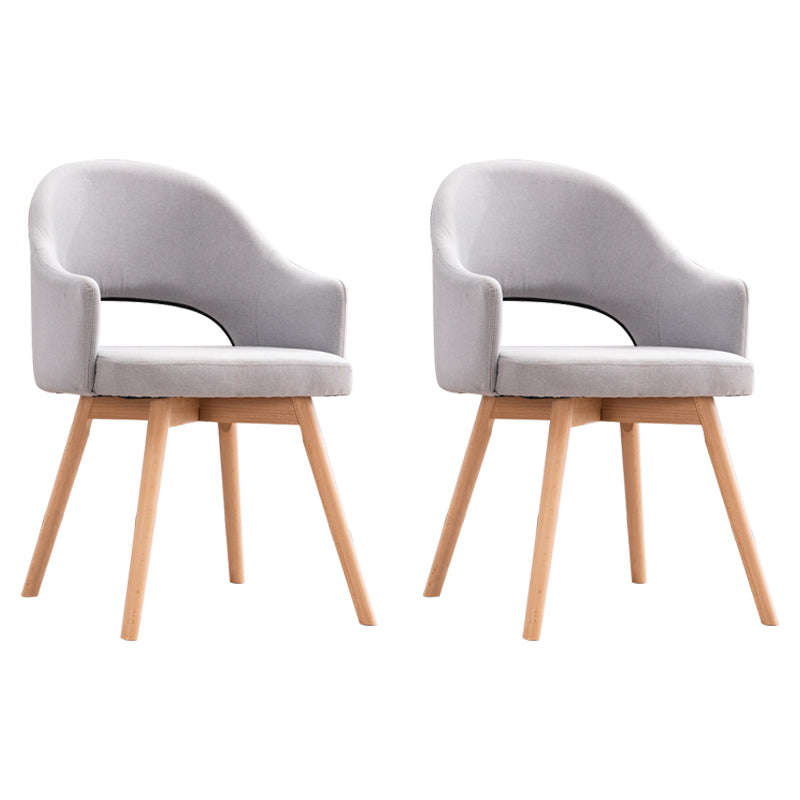 Scandinavian Restaurant Open Back Arm Chair Matte Finish Upholstered (Set of 2) Grey Clearhalo ' kitchen&dining_furn' 'Dining Chairs' 'Dining Tables & Seating' 'dining_chair' 'furn' 'furn_dining_chair' 'Furniture' 'furniture_dining_chair' 'Kitchen & Dining Furniture' 'kitchen' 4117679