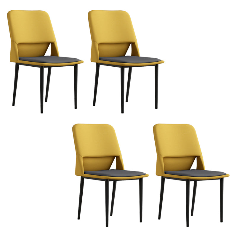 Industrial Metal Dining Room Chairs Open Back Dining Side Chairs for Restaurant Yellow 4 Piece Set Clearhalo ' kitchen&dining_furn' 'Dining Chairs' 'Dining Tables & Seating' 'dining_chair' 'furn' 'furn_dining_chair' 'Furniture' 'furniture_dining_chair' 'Kitchen & Dining Furniture' 'kitchen' 4117694
