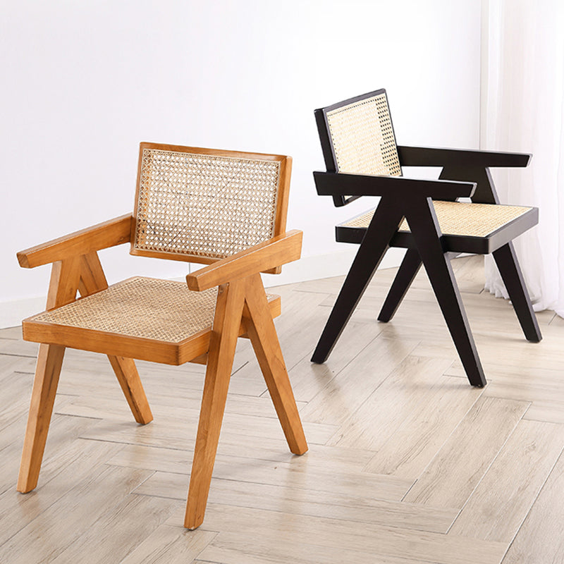 Traditional Wood Dining Chair Coffee Shop Cane Back Dining Chair with Arm Clearhalo ' kitchen&dining_furn' 'Dining Chairs' 'Dining Tables & Seating' 'dining_chair' 'furn' 'furn_dining_chair' 'Furniture' 'furniture_dining_chair' 'Kitchen & Dining Furniture' 'kitchen' 4117702