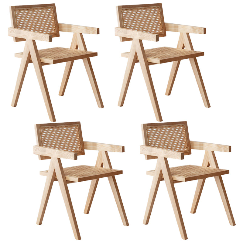Traditional Wood Dining Chair Coffee Shop Cane Back Dining Chair with Arm Natural 4 Piece Set Clearhalo ' kitchen&dining_furn' 'Dining Chairs' 'Dining Tables & Seating' 'dining_chair' 'furn' 'furn_dining_chair' 'Furniture' 'furniture_dining_chair' 'Kitchen & Dining Furniture' 'kitchen' 4117703