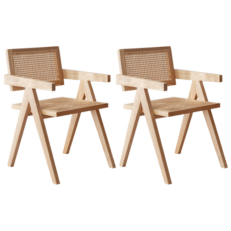 Traditional Wood Dining Chair Coffee Shop Cane Back Dining Chair with Arm Natural 2 Piece Set Clearhalo ' kitchen&dining_furn' 'Dining Chairs' 'Dining Tables & Seating' 'dining_chair' 'furn' 'furn_dining_chair' 'Furniture' 'furniture_dining_chair' 'Kitchen & Dining Furniture' 'kitchen' 4117704