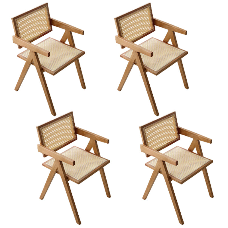 Traditional Wood Dining Chair Coffee Shop Cane Back Dining Chair with Arm Wood 4 Piece Set Clearhalo ' kitchen&dining_furn' 'Dining Chairs' 'Dining Tables & Seating' 'dining_chair' 'furn' 'furn_dining_chair' 'Furniture' 'furniture_dining_chair' 'Kitchen & Dining Furniture' 'kitchen' 4117706