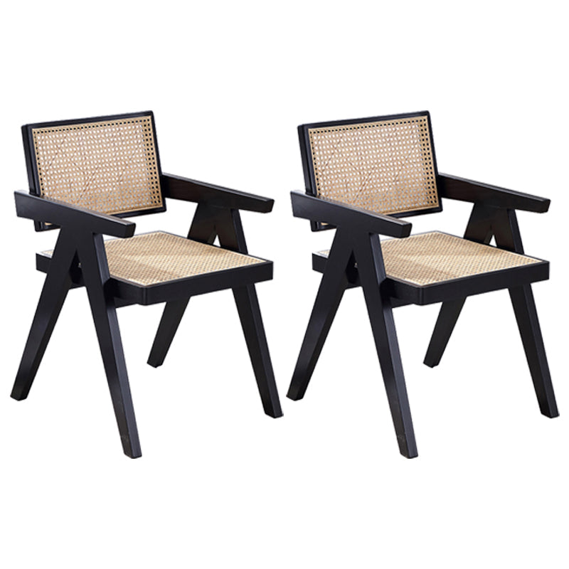 Traditional Wood Dining Chair Coffee Shop Cane Back Dining Chair with Arm Black 2 Piece Set Clearhalo ' kitchen&dining_furn' 'Dining Chairs' 'Dining Tables & Seating' 'dining_chair' 'furn' 'furn_dining_chair' 'Furniture' 'furniture_dining_chair' 'Kitchen & Dining Furniture' 'kitchen' 4117721