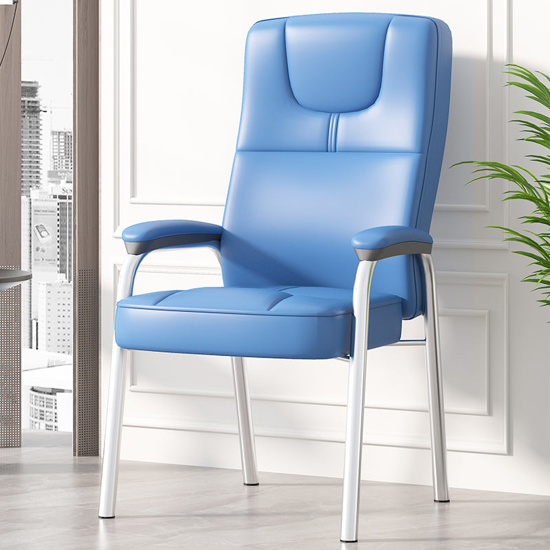 Minimalist Style PU Leather Dining Chair Solid Back Upholstered Arm Single Chair Sky Blue Clearhalo ' kitchen&dining_furn' 'Dining Chairs' 'Dining Tables & Seating' 'dining_chair' 'furn' 'furn_dining_chair' 'Furniture' 'furniture_dining_chair' 'Kitchen & Dining Furniture' 'kitchen' 4117730