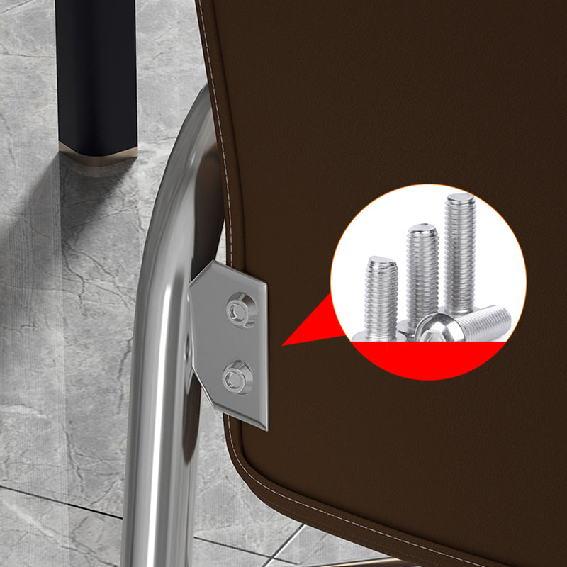 Minimalist Style PU Leather Dining Chair Solid Back Upholstered Arm Single Chair Clearhalo ' kitchen&dining_furn' 'Dining Chairs' 'Dining Tables & Seating' 'dining_chair' 'furn' 'furn_dining_chair' 'Furniture' 'furniture_dining_chair' 'Kitchen & Dining Furniture' 'kitchen' 4117736