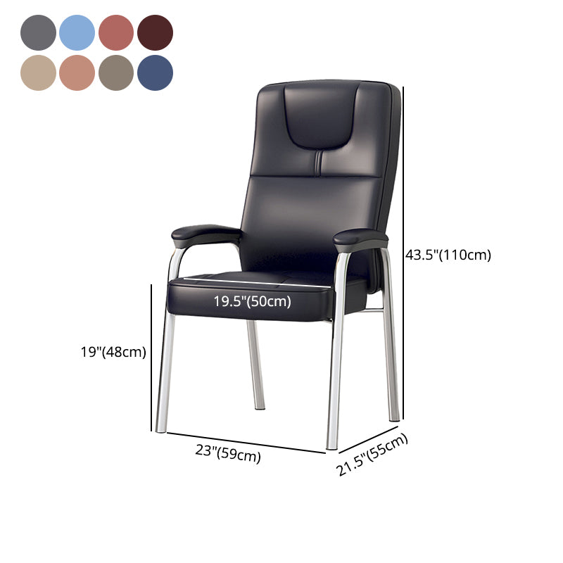 Minimalist Style PU Leather Dining Chair Solid Back Upholstered Arm Single Chair Clearhalo ' kitchen&dining_furn' 'Dining Chairs' 'Dining Tables & Seating' 'dining_chair' 'furn' 'furn_dining_chair' 'Furniture' 'furniture_dining_chair' 'Kitchen & Dining Furniture' 'kitchen' 4117738