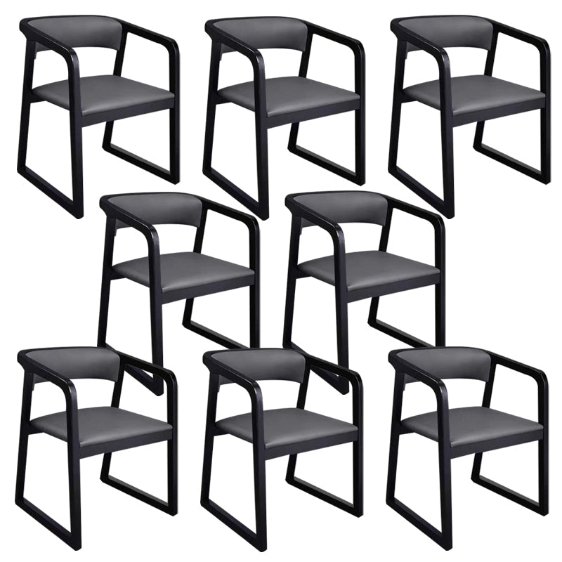 Traditional Style Metal Chairs Set Kitchen Dining Open Back Arm Chairs Dark Gray 8 Piece Set Clearhalo ' kitchen&dining_furn' 'Dining Chairs' 'Dining Tables & Seating' 'dining_chair' 'furn' 'furn_dining_chair' 'Furniture' 'furniture_dining_chair' 'Kitchen & Dining Furniture' 'kitchen' 4117749