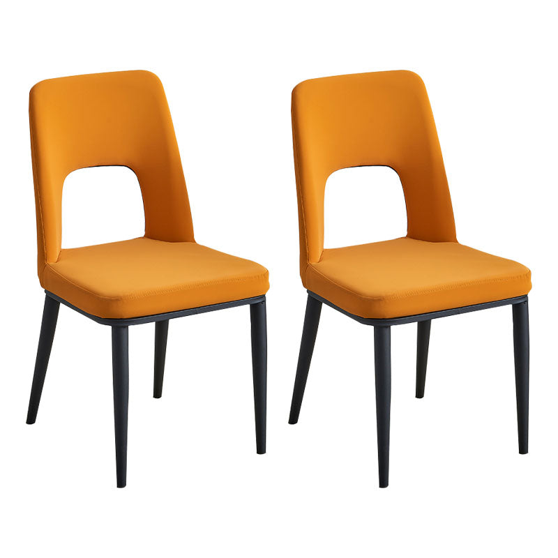 Industrial Metal Dining Room Chairs Armless Open Back Dining Side Chair for Home Use Orange 2 Piece Set Clearhalo ' kitchen&dining_furn' 'Dining Chairs' 'Dining Tables & Seating' 'dining_chair' 'furn' 'furn_dining_chair' 'Furniture' 'furniture_dining_chair' 'Kitchen & Dining Furniture' 'kitchen' 4117758
