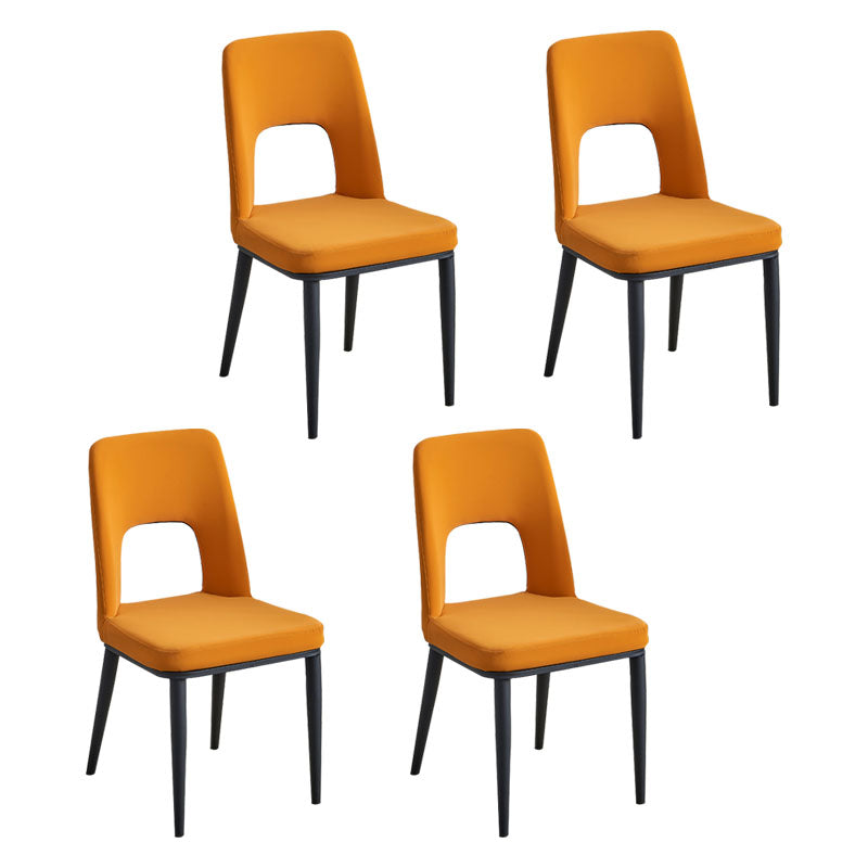 Industrial Metal Dining Room Chairs Armless Open Back Dining Side Chair for Home Use Orange 4 Piece Set Clearhalo ' kitchen&dining_furn' 'Dining Chairs' 'Dining Tables & Seating' 'dining_chair' 'furn' 'furn_dining_chair' 'Furniture' 'furniture_dining_chair' 'Kitchen & Dining Furniture' 'kitchen' 4117760