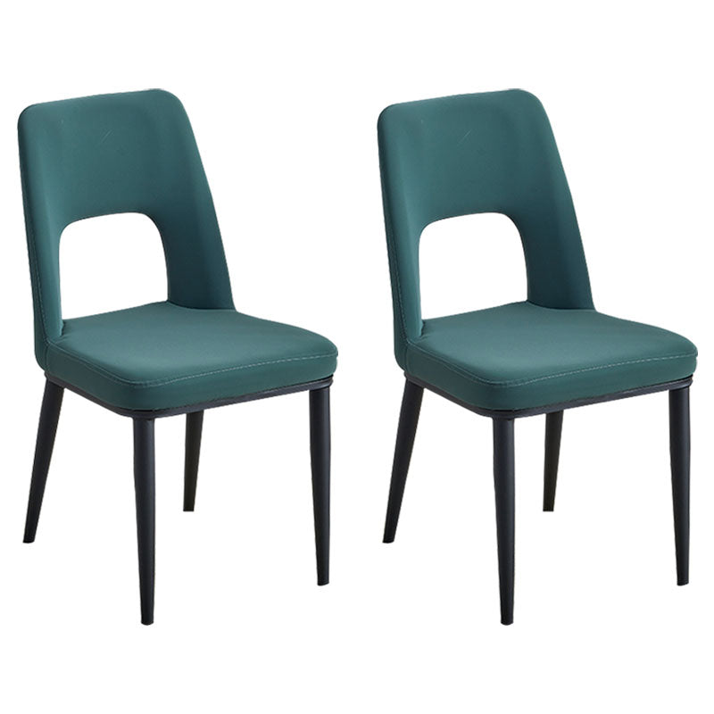 Industrial Metal Dining Room Chairs Armless Open Back Dining Side Chair for Home Use Blackish Green 2 Piece Set Clearhalo ' kitchen&dining_furn' 'Dining Chairs' 'Dining Tables & Seating' 'dining_chair' 'furn' 'furn_dining_chair' 'Furniture' 'furniture_dining_chair' 'Kitchen & Dining Furniture' 'kitchen' 4117763