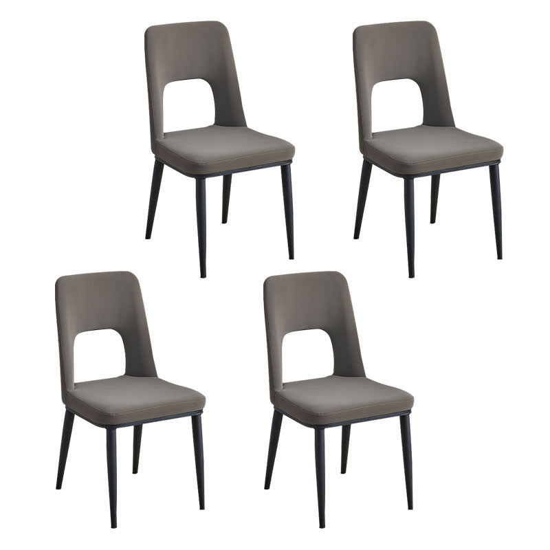 Industrial Metal Dining Room Chairs Armless Open Back Dining Side Chair for Home Use Dark Gray 4 Piece Set Clearhalo ' kitchen&dining_furn' 'Dining Chairs' 'Dining Tables & Seating' 'dining_chair' 'furn' 'furn_dining_chair' 'Furniture' 'furniture_dining_chair' 'Kitchen & Dining Furniture' 'kitchen' 4117778