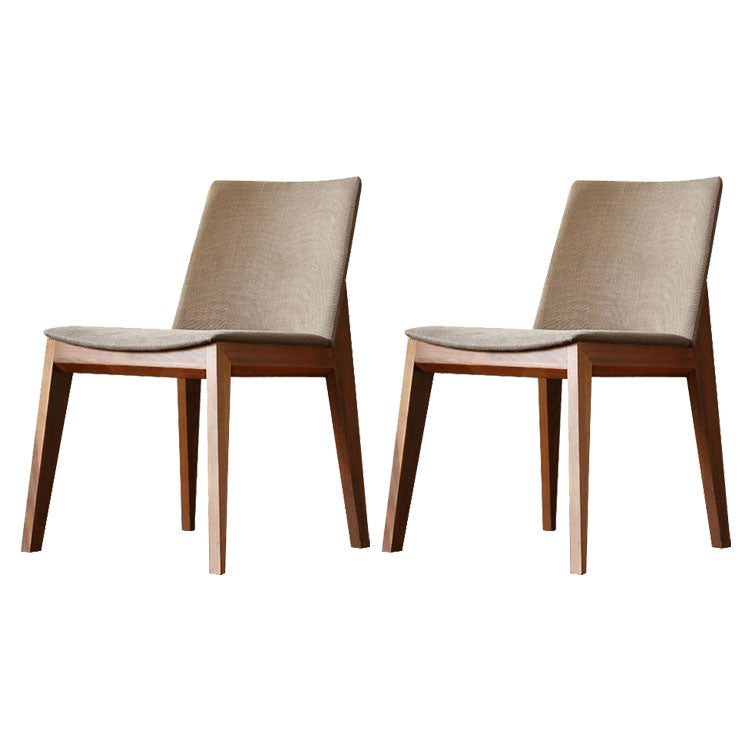Upholstered Armless Dining Chairs Indoor Side Chairs with Wood Legs (Set of 2) Gray-Khaki Clearhalo ' kitchen&dining_furn' 'Dining Chairs' 'Dining Tables & Seating' 'dining_chair' 'furn' 'furn_dining_chair' 'Furniture' 'furniture_dining_chair' 'Kitchen & Dining Furniture' 'kitchen' 4117794