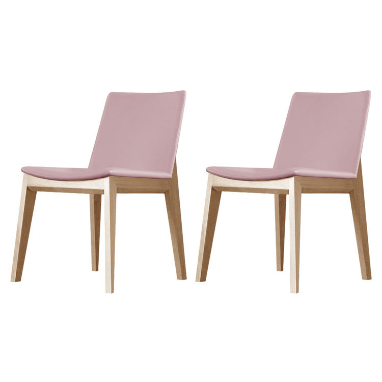 Upholstered Armless Dining Chairs Indoor Side Chairs with Wood Legs (Set of 2) Pink Clearhalo ' kitchen&dining_furn' 'Dining Chairs' 'Dining Tables & Seating' 'dining_chair' 'furn' 'furn_dining_chair' 'Furniture' 'furniture_dining_chair' 'Kitchen & Dining Furniture' 'kitchen' 4117795