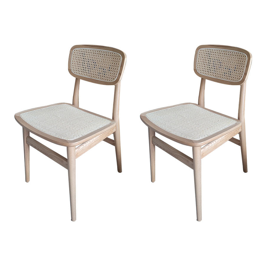 Indoor Armless Dining Chairs Rattan Side Chairs with Wood Legs (Set of 2) Light Wood Clearhalo ' kitchen&dining_furn' 'Dining Chairs' 'Dining Tables & Seating' 'dining_chair' 'furn' 'furn_dining_chair' 'Furniture' 'furniture_dining_chair' 'Kitchen & Dining Furniture' 'kitchen' 4117817