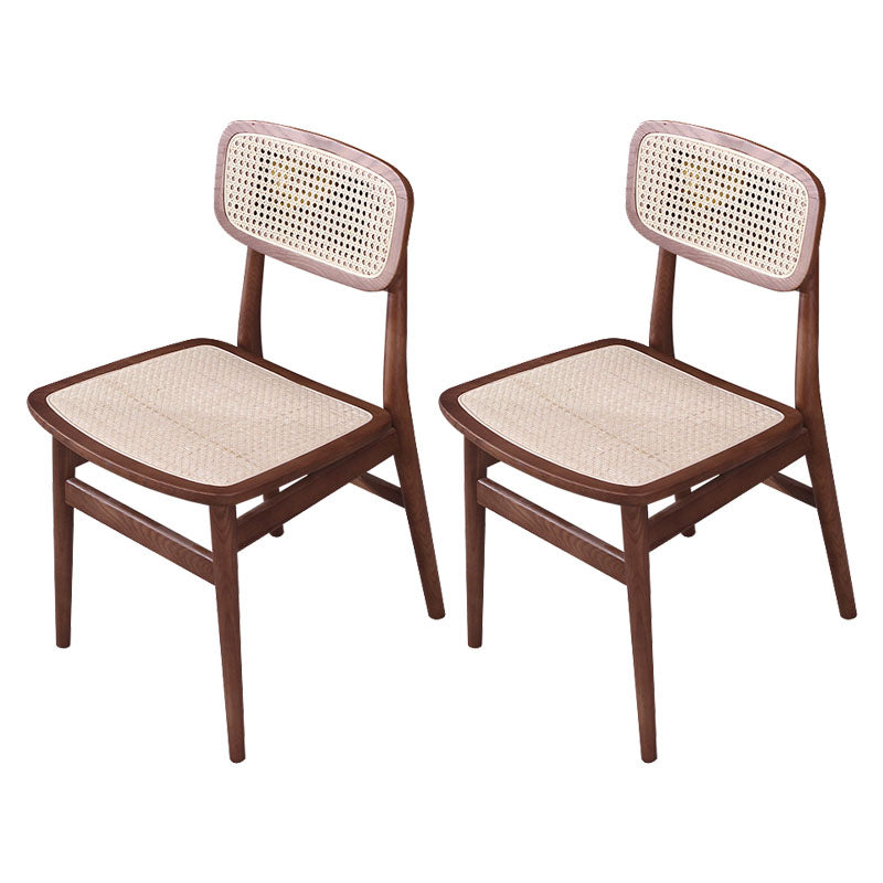 Indoor Armless Dining Chairs Rattan Side Chairs with Wood Legs (Set of 2) Dark Wood Clearhalo ' kitchen&dining_furn' 'Dining Chairs' 'Dining Tables & Seating' 'dining_chair' 'furn' 'furn_dining_chair' 'Furniture' 'furniture_dining_chair' 'Kitchen & Dining Furniture' 'kitchen' 4117818