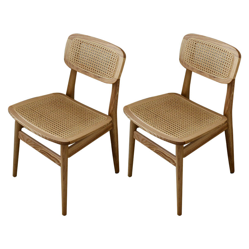 Indoor Armless Dining Chairs Rattan Side Chairs with Wood Legs (Set of 2) Wood Clearhalo ' kitchen&dining_furn' 'Dining Chairs' 'Dining Tables & Seating' 'dining_chair' 'furn' 'furn_dining_chair' 'Furniture' 'furniture_dining_chair' 'Kitchen & Dining Furniture' 'kitchen' 4117820