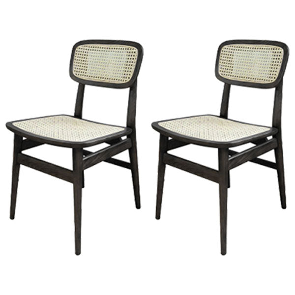 Indoor Armless Dining Chairs Rattan Side Chairs with Wood Legs (Set of 2) Black Clearhalo ' kitchen&dining_furn' 'Dining Chairs' 'Dining Tables & Seating' 'dining_chair' 'furn' 'furn_dining_chair' 'Furniture' 'furniture_dining_chair' 'Kitchen & Dining Furniture' 'kitchen' 4117822