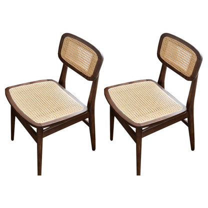 Indoor Armless Dining Chairs Rattan Side Chairs with Wood Legs (Set of 2) Walnut Clearhalo ' kitchen&dining_furn' 'Dining Chairs' 'Dining Tables & Seating' 'dining_chair' 'furn' 'furn_dining_chair' 'Furniture' 'furniture_dining_chair' 'Kitchen & Dining Furniture' 'kitchen' 4117824