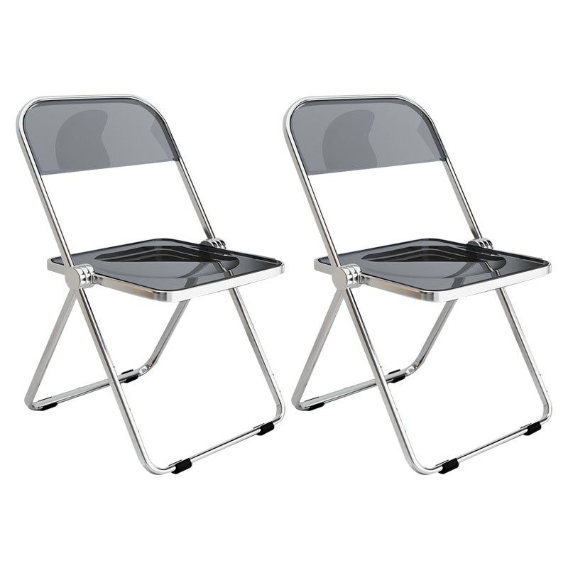 Industrial Style Open Back Dining Side Chair Plastic Dining Armless Chair for Home Smoke Gray 2 Piece Set Clearhalo ' kitchen&dining_furn' 'Dining Chairs' 'Dining Tables & Seating' 'dining_chair' 'furn' 'furn_dining_chair' 'Furniture' 'furniture_dining_chair' 'Kitchen & Dining Furniture' 'kitchen' 4117978