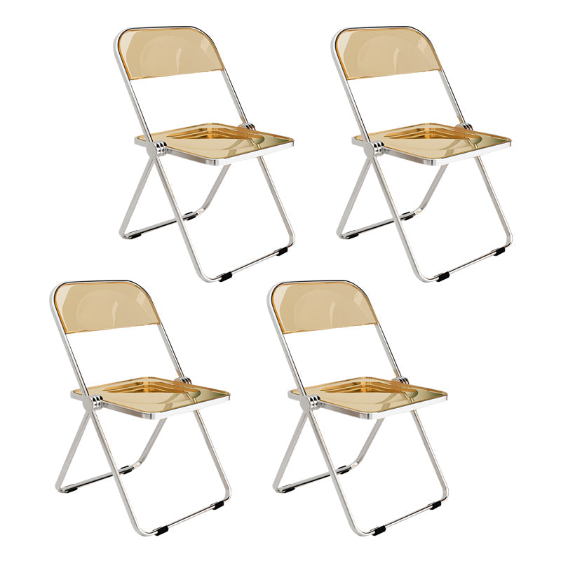 Industrial Style Open Back Dining Side Chair Plastic Dining Armless Chair for Home Yellow 4 Piece Set Clearhalo ' kitchen&dining_furn' 'Dining Chairs' 'Dining Tables & Seating' 'dining_chair' 'furn' 'furn_dining_chair' 'Furniture' 'furniture_dining_chair' 'Kitchen & Dining Furniture' 'kitchen' 4117987