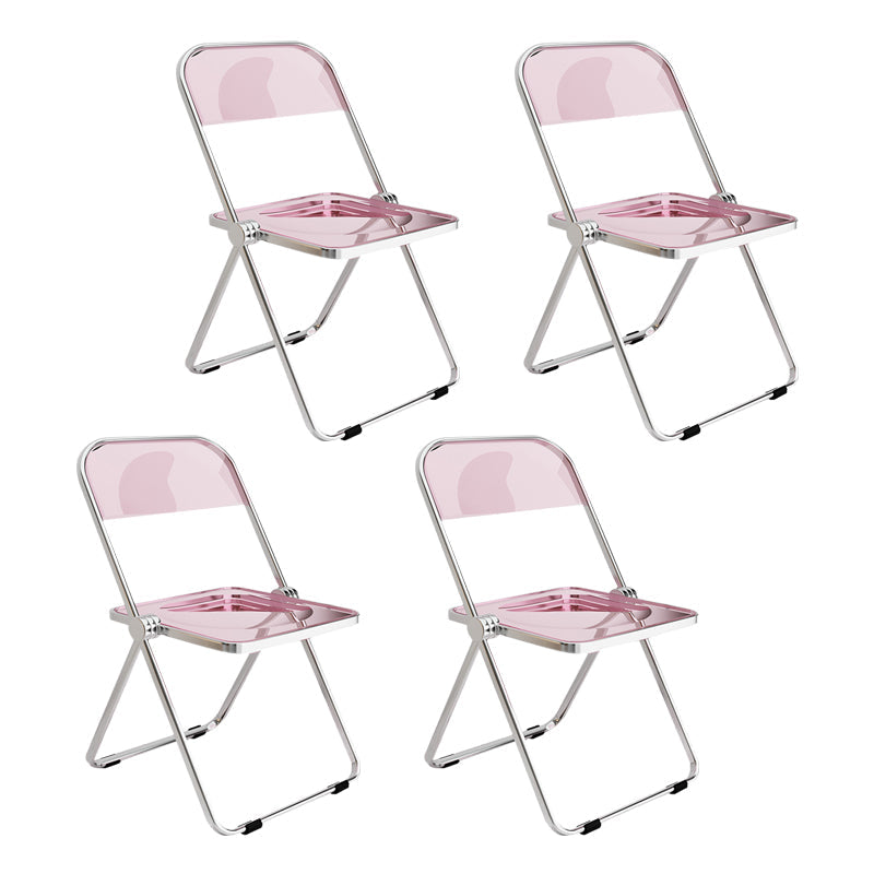 Industrial Style Open Back Dining Side Chair Plastic Dining Armless Chair for Home Pink 4 Piece Set Clearhalo ' kitchen&dining_furn' 'Dining Chairs' 'Dining Tables & Seating' 'dining_chair' 'furn' 'furn_dining_chair' 'Furniture' 'furniture_dining_chair' 'Kitchen & Dining Furniture' 'kitchen' 4117990