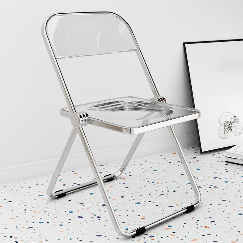 Industrial Style Open Back Dining Side Chair Plastic Dining Armless Chair for Home Clear 1 Piece Clearhalo ' kitchen&dining_furn' 'Dining Chairs' 'Dining Tables & Seating' 'dining_chair' 'furn' 'furn_dining_chair' 'Furniture' 'furniture_dining_chair' 'Kitchen & Dining Furniture' 'kitchen' 4117991