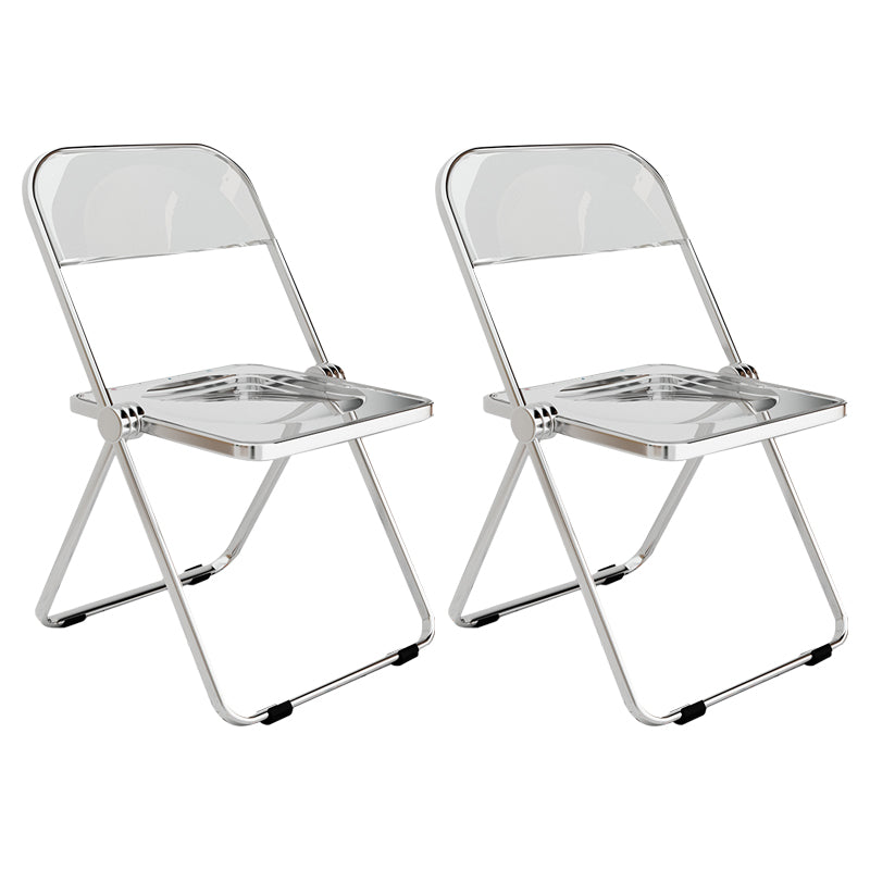 Industrial Style Open Back Dining Side Chair Plastic Dining Armless Chair for Home Clear 2 Piece Set Clearhalo ' kitchen&dining_furn' 'Dining Chairs' 'Dining Tables & Seating' 'dining_chair' 'furn' 'furn_dining_chair' 'Furniture' 'furniture_dining_chair' 'Kitchen & Dining Furniture' 'kitchen' 4117992