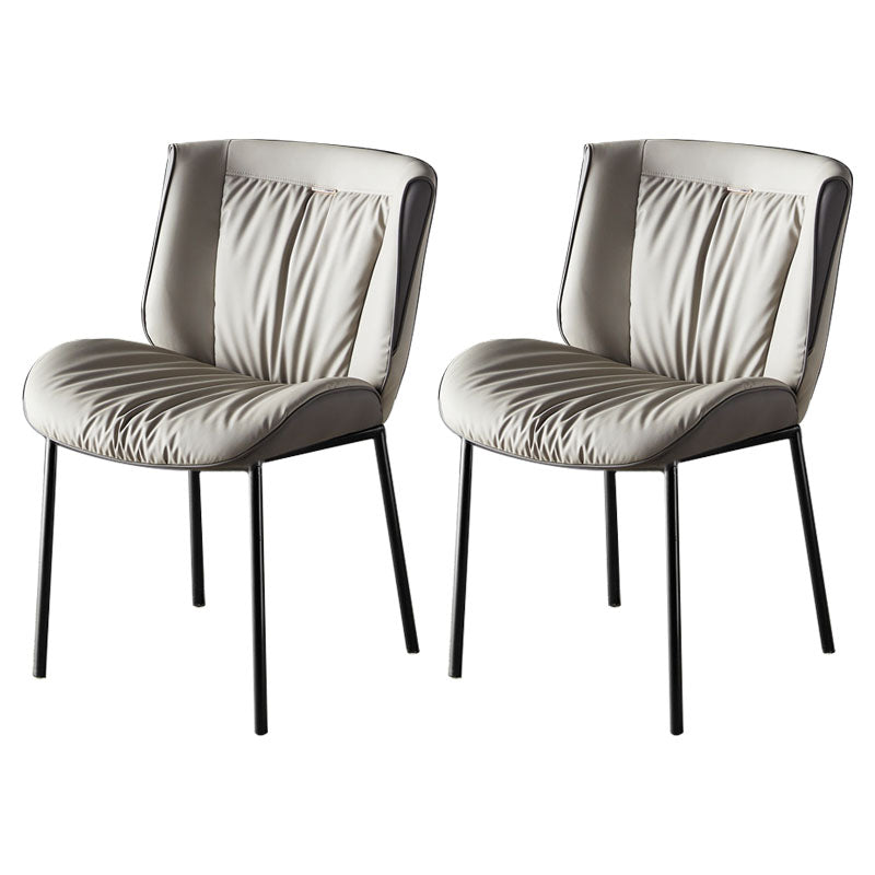 Indoor Industrial Side Chair Solid Back Metal Upholstered Dining Room Chair Grey 2 Piece Set Black Clearhalo ' kitchen&dining_furn' 'Dining Chairs' 'Dining Tables & Seating' 'dining_chair' 'furn' 'furn_dining_chair' 'Furniture' 'furniture_dining_chair' 'Kitchen & Dining Furniture' 'kitchen' 4118049