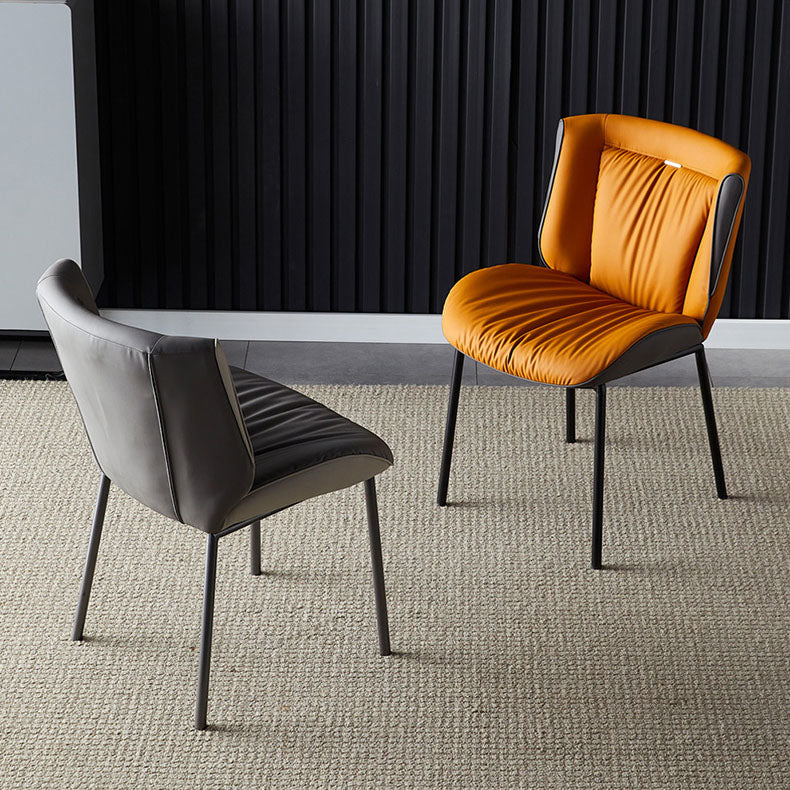 Indoor Industrial Side Chair Solid Back Metal Upholstered Dining Room Chair Clearhalo ' kitchen&dining_furn' 'Dining Chairs' 'Dining Tables & Seating' 'dining_chair' 'furn' 'furn_dining_chair' 'Furniture' 'furniture_dining_chair' 'Kitchen & Dining Furniture' 'kitchen' 4118060