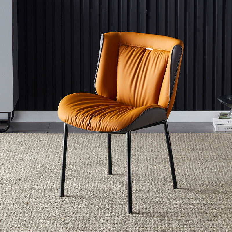 Indoor Industrial Side Chair Solid Back Metal Upholstered Dining Room Chair Dark Gray-Red 1 Piece Black Clearhalo ' kitchen&dining_furn' 'Dining Chairs' 'Dining Tables & Seating' 'dining_chair' 'furn' 'furn_dining_chair' 'Furniture' 'furniture_dining_chair' 'Kitchen & Dining Furniture' 'kitchen' 4118066