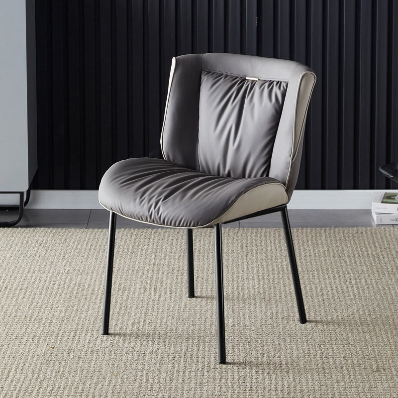 Indoor Industrial Side Chair Solid Back Metal Upholstered Dining Room Chair Dark Gray 1 Piece Black Clearhalo ' kitchen&dining_furn' 'Dining Chairs' 'Dining Tables & Seating' 'dining_chair' 'furn' 'furn_dining_chair' 'Furniture' 'furniture_dining_chair' 'Kitchen & Dining Furniture' 'kitchen' 4118072