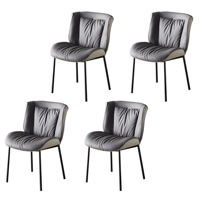 Indoor Industrial Side Chair Solid Back Metal Upholstered Dining Room Chair Dark Gray 4 Piece Set Black Clearhalo ' kitchen&dining_furn' 'Dining Chairs' 'Dining Tables & Seating' 'dining_chair' 'furn' 'furn_dining_chair' 'Furniture' 'furniture_dining_chair' 'Kitchen & Dining Furniture' 'kitchen' 4118074