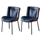 Indoor Industrial Side Chair Solid Back Metal Upholstered Dining Room Chair Blue-Brown 2 Piece Set Black Clearhalo ' kitchen&dining_furn' 'Dining Chairs' 'Dining Tables & Seating' 'dining_chair' 'furn' 'furn_dining_chair' 'Furniture' 'furniture_dining_chair' 'Kitchen & Dining Furniture' 'kitchen' 4118076