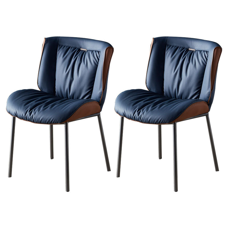 Indoor Industrial Side Chair Solid Back Metal Upholstered Dining Room Chair Blue-Brown 2 Piece Set Gray Clearhalo ' kitchen&dining_furn' 'Dining Chairs' 'Dining Tables & Seating' 'dining_chair' 'furn' 'furn_dining_chair' 'Furniture' 'furniture_dining_chair' 'Kitchen & Dining Furniture' 'kitchen' 4118079