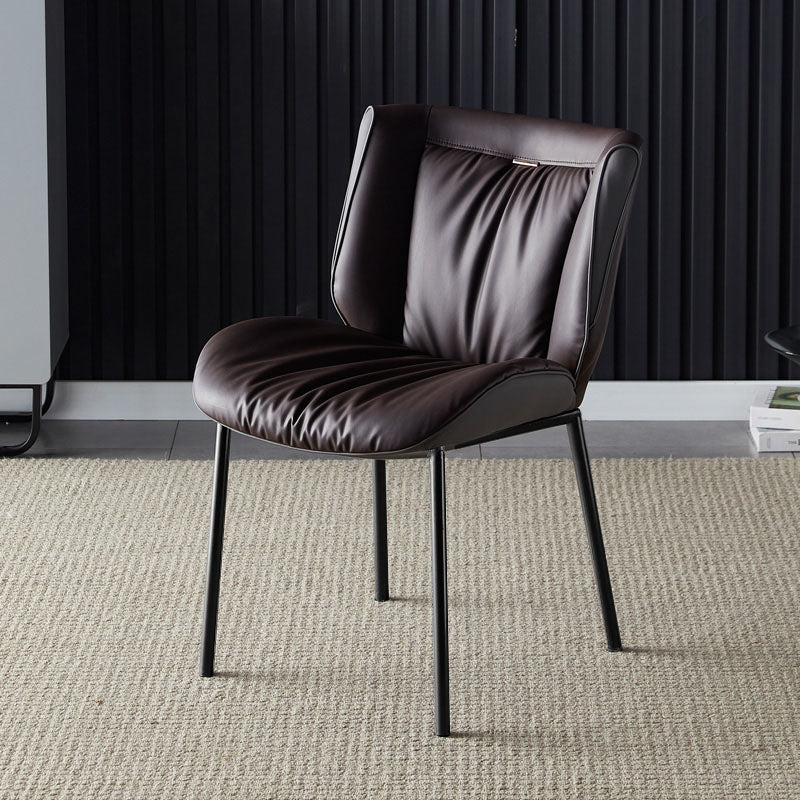 Indoor Industrial Side Chair Solid Back Metal Upholstered Dining Room Chair Brown 1 Piece Black Clearhalo ' kitchen&dining_furn' 'Dining Chairs' 'Dining Tables & Seating' 'dining_chair' 'furn' 'furn_dining_chair' 'Furniture' 'furniture_dining_chair' 'Kitchen & Dining Furniture' 'kitchen' 4118081