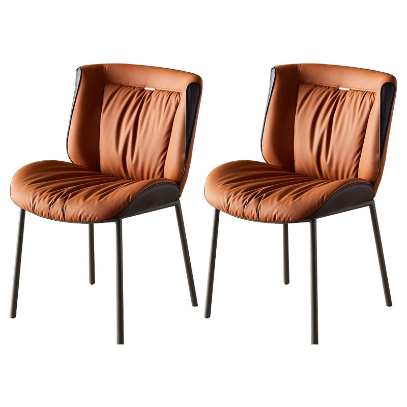 Indoor Industrial Side Chair Solid Back Metal Upholstered Dining Room Chair Orange-Gray 2 Piece Set Gray Clearhalo ' kitchen&dining_furn' 'Dining Chairs' 'Dining Tables & Seating' 'dining_chair' 'furn' 'furn_dining_chair' 'Furniture' 'furniture_dining_chair' 'Kitchen & Dining Furniture' 'kitchen' 4118085