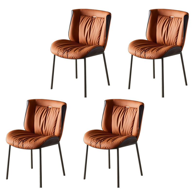 Indoor Industrial Side Chair Solid Back Metal Upholstered Dining Room Chair Orange-Gray 4 Piece Set Gray Clearhalo ' kitchen&dining_furn' 'Dining Chairs' 'Dining Tables & Seating' 'dining_chair' 'furn' 'furn_dining_chair' 'Furniture' 'furniture_dining_chair' 'Kitchen & Dining Furniture' 'kitchen' 4118086