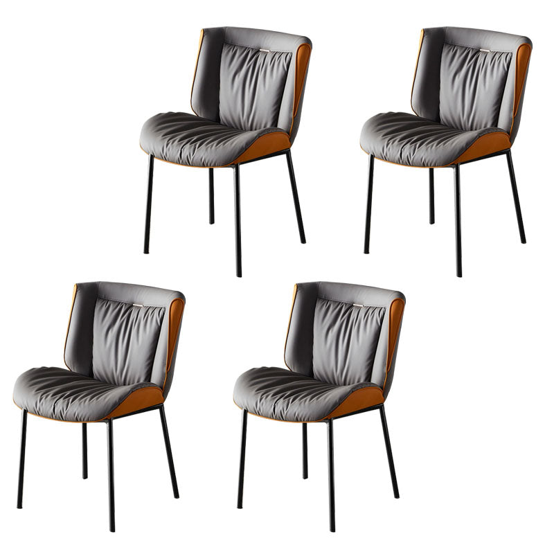 Indoor Industrial Side Chair Solid Back Metal Upholstered Dining Room Chair Gray-Orange 4 Piece Set Black Clearhalo ' kitchen&dining_furn' 'Dining Chairs' 'Dining Tables & Seating' 'dining_chair' 'furn' 'furn_dining_chair' 'Furniture' 'furniture_dining_chair' 'Kitchen & Dining Furniture' 'kitchen' 4118089