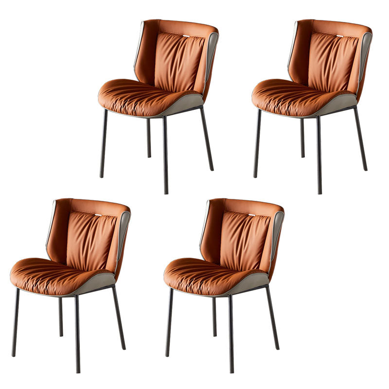 Indoor Industrial Side Chair Solid Back Metal Upholstered Dining Room Chair Orange 4 Piece Set Gray Clearhalo ' kitchen&dining_furn' 'Dining Chairs' 'Dining Tables & Seating' 'dining_chair' 'furn' 'furn_dining_chair' 'Furniture' 'furniture_dining_chair' 'Kitchen & Dining Furniture' 'kitchen' 4118098